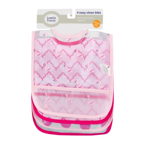 Luvable Friends Baby Boy and Girl PEVA Bib, 4-Pack