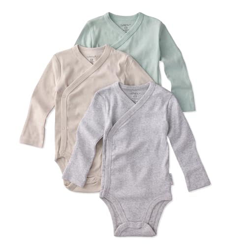 Butterblu unisex-baby Sterling 3-pack Kimono Bodysuits 100% Organic Cotton Side Snap for Baby Boys & Girls