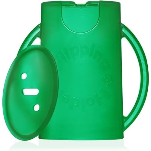 Original Squeeze Proof Flipping Holder with Open Bottom for Food Pouches & Juice Boxes - Multipurpose - Prevent Messes & Support Self-Feeding - Easy Grasping Handles - Made in USA