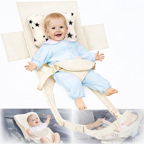 nfant Airplane Seat Extender Travel Bed | Baby on Lap Flight Bed | Foldable Soft Airplane Baby Travel Seat Extender on Lap with Neck Pillow | Fits Economy Seats | Off White