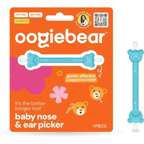 oogiebear Baby Nose Cleaner & Ear Wax Removal Tool - Safe Booger & Earwax Removal for Newborns, Infants, Toddlers - Dual-Ended - Essential Baby Stuff