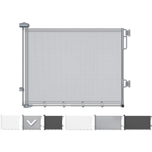 Cumbor 37-55" Retractable Baby Gates for Stairs & Doorways, Hardware Mounted Mesh Dog & Pet Gate, Easy Walk Through, One-Hand Operation, Anti-Crawl Adjustable Safety Gate for Dog, Indoor Outdoor Grey