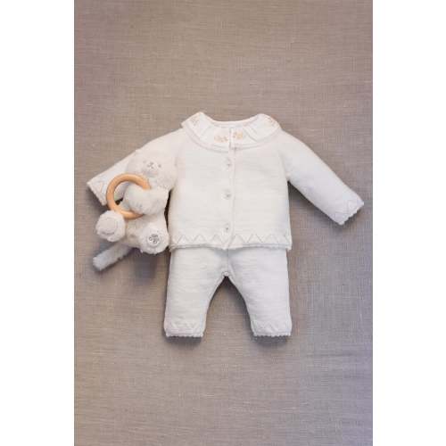 Ensemble long - Ecru coton col volanté Fille | Tartine et Chocolat