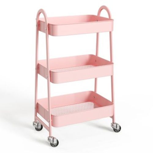 3-Tier Metal Rolling Utility Cart - Multi-Purpose Storage Organizer for Kitchen/Office/Laundr