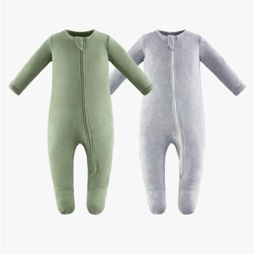 Owlivia Organic Cotton Baby Pajamas, Boys Girls Zip Front Sleep 'N Play Pjs, Footed Sleeper, Long Sleeve