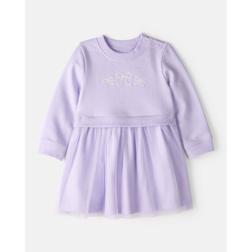 Baby Girl Bow Print Tulle Cotton Dress - Purple - Carter's | Carter's