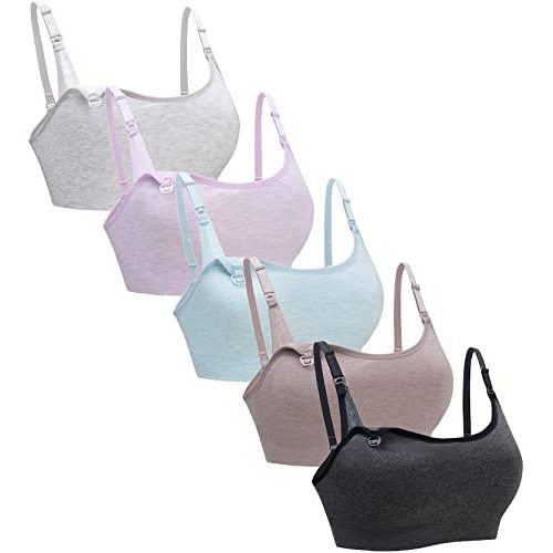 Suekaphin 5Pack Seamless Nursing Bra Women Maternity Breastfeeding Pregnancy Support Full Coverage Bralette Padded Cups