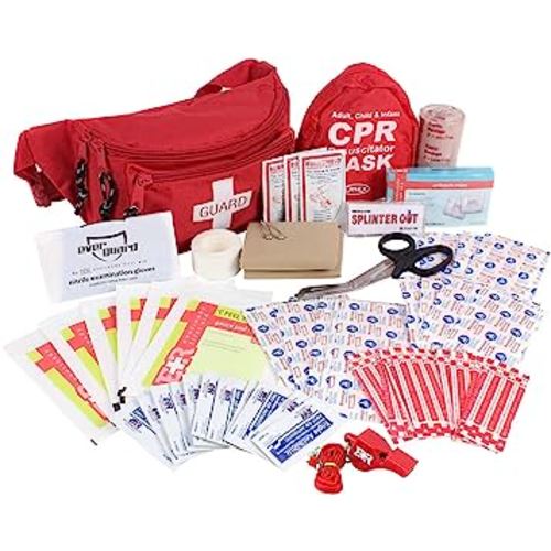 Ever Ready First Aid, Fanny Pack/Hip Pack, Fully Stocked First Aid Kit with Adult & Infant CPR Combo Masks (72 Piece Set)