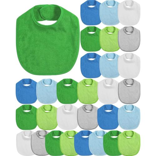 JaGely 30 Pack Baby Muslin Bandana Bibs Multicolor Solid Unisex Waterproof Feeder Adjustable Newborn Teething and Drooling