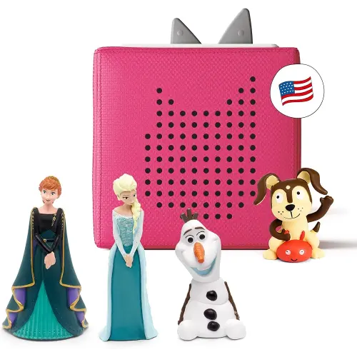 Tonies Toniebox Audio Player Starter Set with Elsa, Anna, Olaf, and Playtime Puppy - Listen, Learn, and Play with One Huggable Little Box for 3+years- Pink
