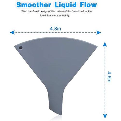 Fan-Shaped Silicone Funnel for Filling Bottles Collapsible Funnel for Kitchen Use Foldable Funnels for Water Bottle Liquid Transter Food Grade for PowderFDA Gray
