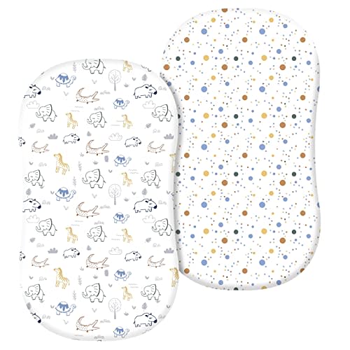 PHF 100% Cotton Bassinet Sheets 2 Pack, Soft Breathable Comfortable Cradle for Baby Boys Girls, Premium Fits Various Mattress Pad, Woodland Animals