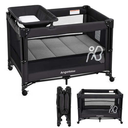 One-Push Setup Baby Bassinet & Pack and Play - Bedside Crib with Diaper Changer BN11