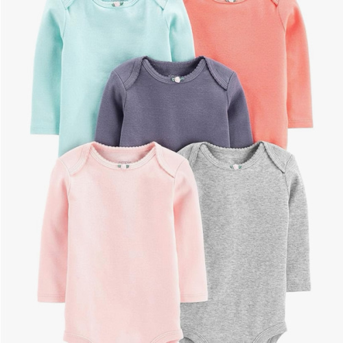 Simple Joys by Carter's Baby Girls' Long-Sleeve Bodysuit, Pack of 5