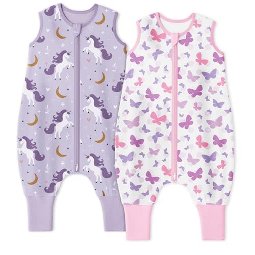 Yoofoss Toddler Sleep Sack With Feet 12-24 Months 100% Organic Cotton Baby Sleep Sack with Legs Toddler Wearable Blanket with 2-Way Zipper