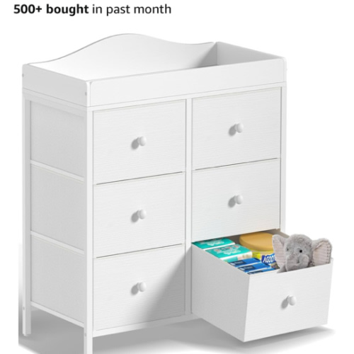 Amazon.com : BOLUO Changing Table Dresser with 6 Fabric Drawers, Baby Dresser with Changing Table Top Diaper Changing Station with Storage for Nursery Modern : Baby
