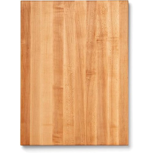 John Boos R-Board Series Rectangular Wooden Maple Cutting Board 24”x18” – 1.5” Thick, 18-lb Reversible Butcher Block with Edge-Grain & Finger Grips – Made in the USA