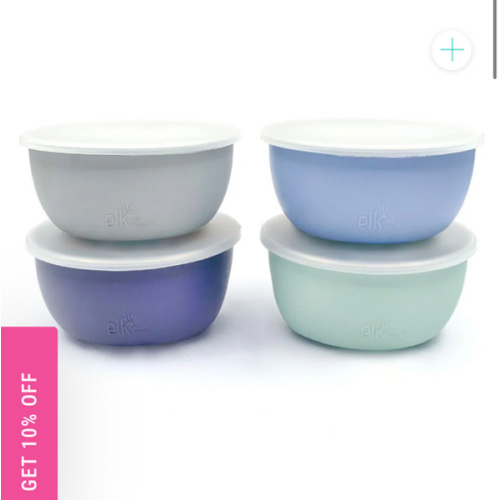 Stainless Steel Bowl with Silicone Sleeve + Lids