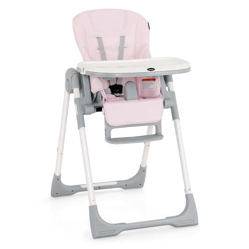INFANS High Chair for Babies Toddlers, Foldable Adjustable Removable Tray Pink