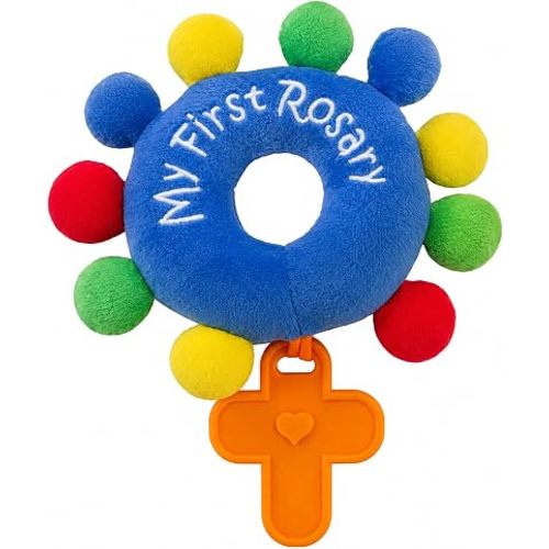 My First Rosary Baby Teether & Rattle Marian Blue