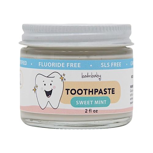 Kids All Natural Fluoride Free Toothpaste with Xylitol, SLS Free, Vegan, Gluten Free, BPA Free, Zero Waste, Mint, 2 fl oz