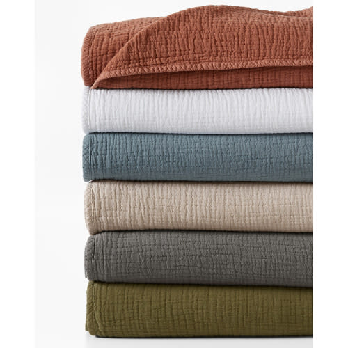 Sage green - Isa Stonewashed Organic-Cotton Blanket or Throw