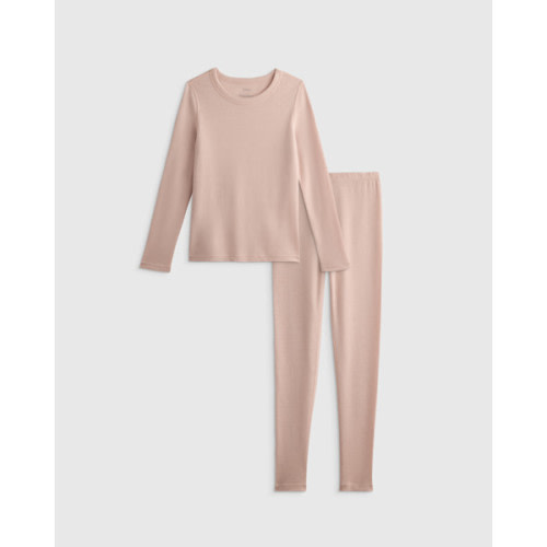 100% Merino Wool All-Season Base Layer Long Sleeve and Legging Set - Toddler in Mushroom