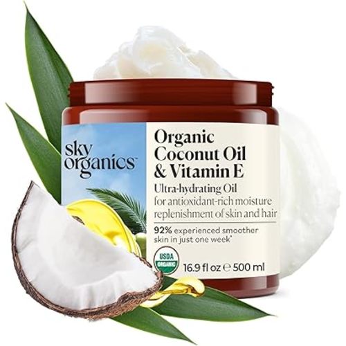 Sky Organics - Organic Coconut Oil & Vitamin E, 16.9 fl oz - Skin & Hair Ultra-Hydrating Oil - Fatty Acids & Antioxidants - Natural, Vegan & Cruelty Free - Skin Care & Hair Care