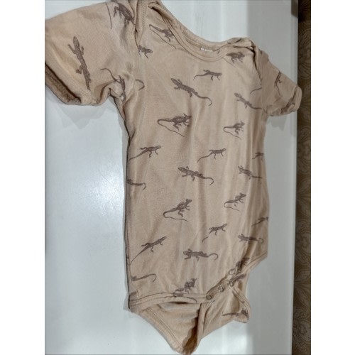 Kate Quinn Baby Size 18-24 Months Short Sleeve Brown Lizard Bamboo Bodysuit