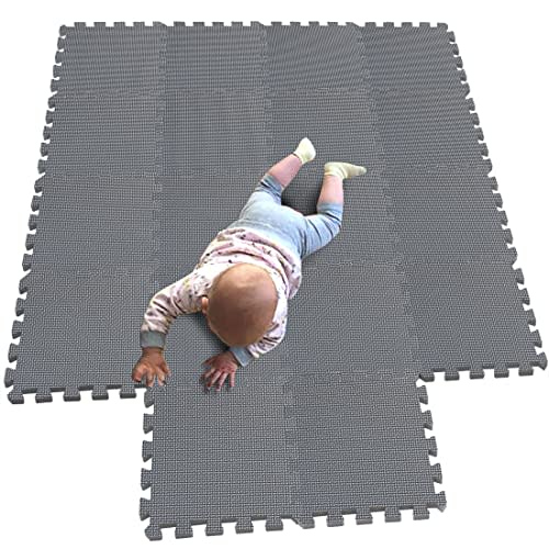 MQIAOHAM® 18 Pieces Puzzle Play Mats, Soft Baby Play Mat, Kids Interlocking Foam Floor Tiles, Toddlers Carpet Playmats G301018-112