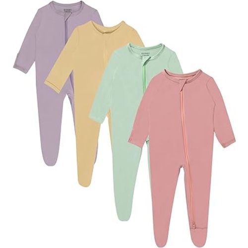GUISBY 4-Pack Baby Boys Girls Zip-Front Sleeper Pajamas, Footed Sleep 'n Play