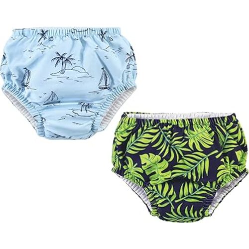 Hudson Baby Unisex Baby Swim Diapers, Tropical Leaves, 0-6 Months