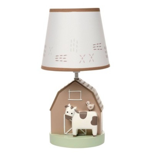 Bedtime Originals Farmyard Friends Hand - Painted Barn/Cow Lamp with Shade