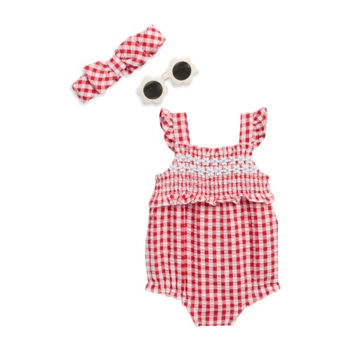 Gingham Bodysuit, Headband & Sunglasses (6-9M)