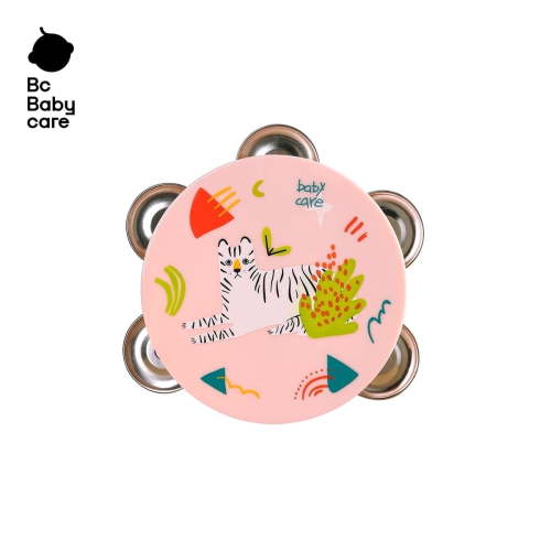 Bc Babycare Baby Tambourine, Odorless ABS Material Toy, 3 Months+ Infant and Toddler, Pink