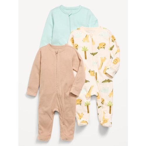 2-Way-Zip Sleep & Play Footed One-Piece 3-Pack for Baby