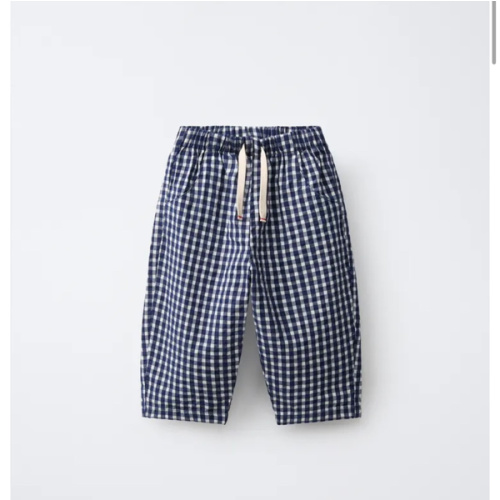 GINGHAM BAGGY PANTS - Navy blue | ZARA United States