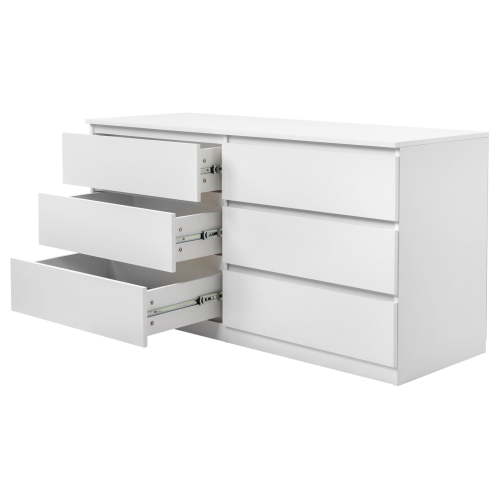 "Ktaxon 6 Drawer Double Dresser, Wood Storage Cabinet, White Chest of Drawers for Bedroom, 55.1""x19.6""x27.5"