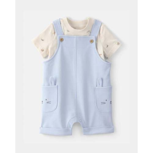 Baby Boy 2-Piece Easter Bunny Shortall Set - Blue/Cream | Carter's