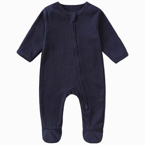 Gubotare Newborn Clothes Winter Baby Long Sleeve Romper Jumpsuit, Premium Soft Rayon Boy Girl 2-Way Zipper Coverall Romper 0 3 6 9 12 18 24 Months (Navy,6-9 Months)