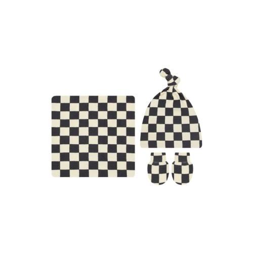 Kids' Checkered Hat & Mittens Set