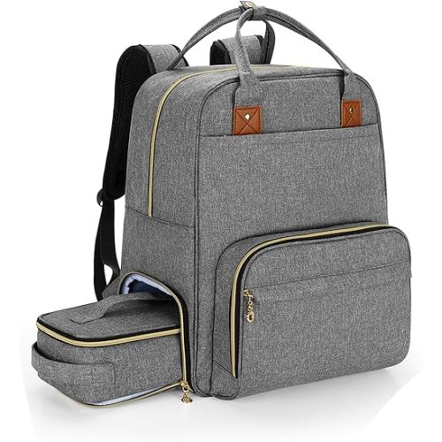 BAFASO Breast Pump Bag with Cooler and Laptop Sleeve (Compatible with Elvie and Momcozy Breast Pump), Breast Pump Backpack for Wearable Breast Pump (Patent Pending), Gray