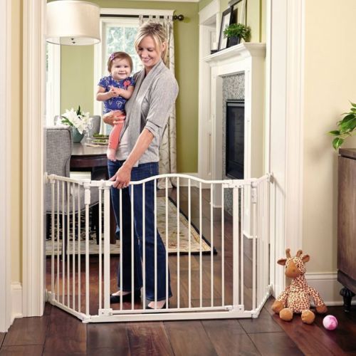 Toddleroo by North States Deluxe Decor Gate - White: Hardware Mounted, Steel, Self-Closing, Bottom of Stairs Use
