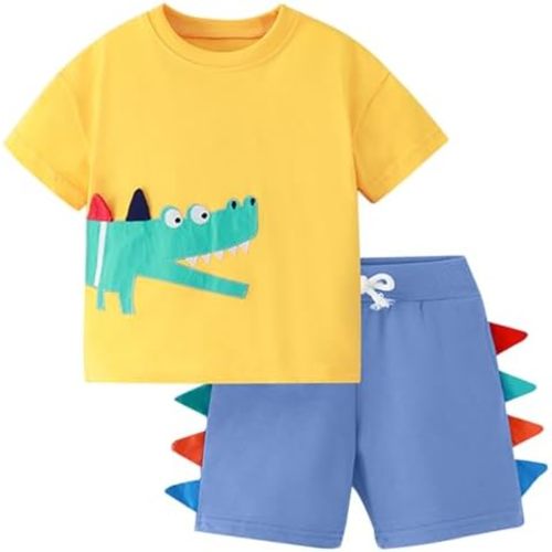 Little Boys Shorts Set Toddler Boys 100% Cotton Summer Short Sleeve T-Shirts and Shorts Clothing Sets 2PCS