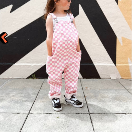 Pink Checkered Overalls