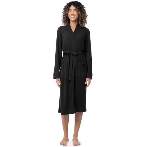 Fruit of the Loom womens Lightweight Waffle Knit Kimono Robe