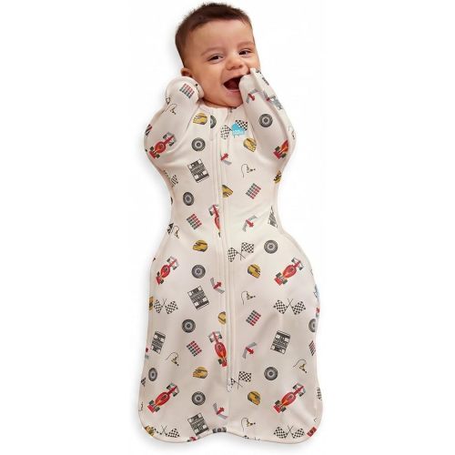 Love to Dream Swaddle UP, Baby Sleep Sack, Self-Soothing Swaddles for Newborns, Improves Sleep, Snug Fit Helps Calm Startle Reflex, New Born Essentials for Baby,1.0 TOG, 5-8.5 lbs, Dream Racer