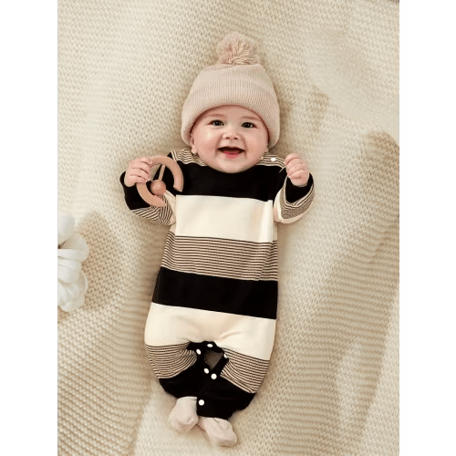 boys infant casual long sleeve romper snap buttons easy - Temu