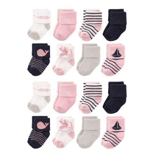 Luvable Friends Baby Cotton Rich Terry Socks 16-Pack, Sailboat, 0-6 Months