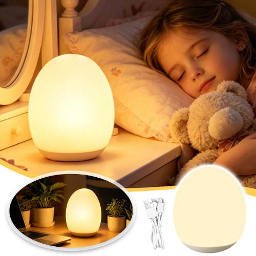 Stepless Dimming Touch Night Light 1 Hour Timer, Soft Silicone Egg Lamp with Rechargeable Battery, Portable USB Dimmable Bedside Lamp for Home, Home Decorative Objects